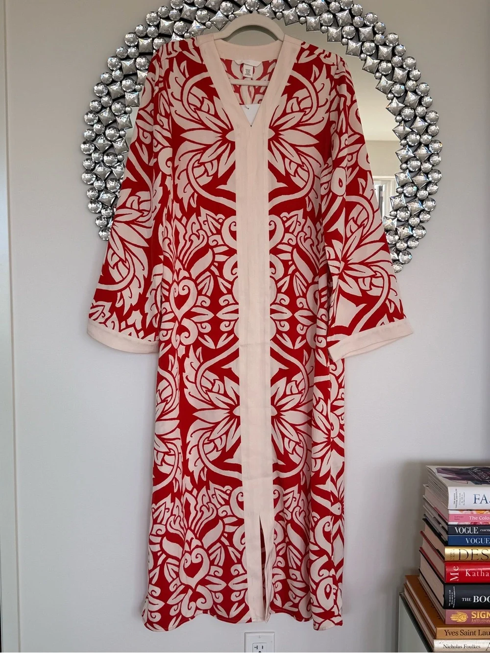 Red & Cream Floral Print Maxi Resort style dress - Picture 1 of 7